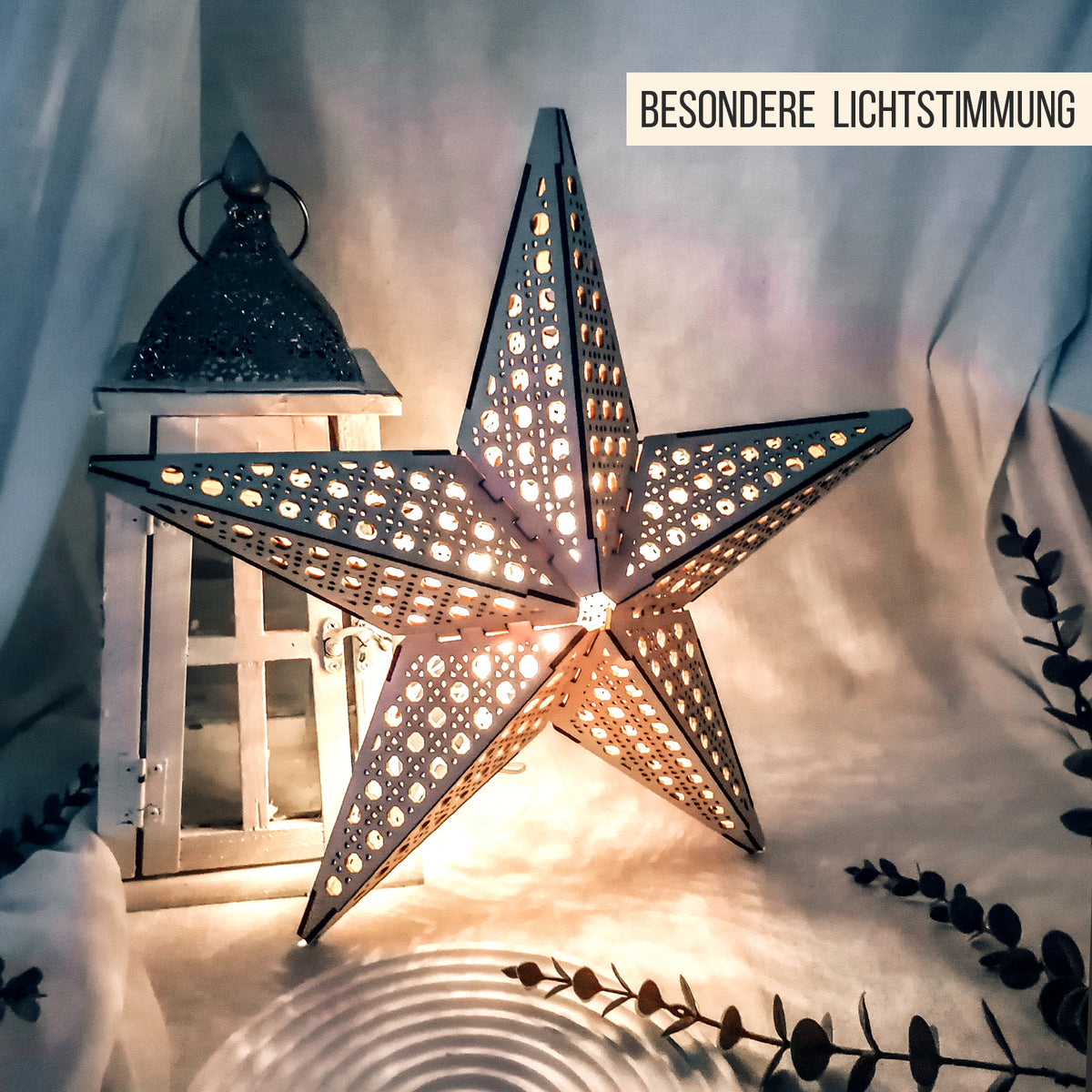 3D Stern Design Wiener Geflecht Rattan | 40cm LED Leuchtstern | SVG Laserdatei