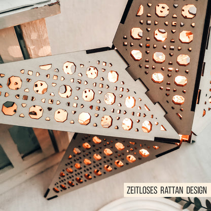 3D Stern Design Wiener Geflecht Rattan | 40cm LED Leuchtstern | SVG Laserdatei