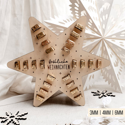 Adventskalender Stern für goldene Schokoriegel * 3mm | 4mm | 6mm * Bundle * SVG Laserdatei