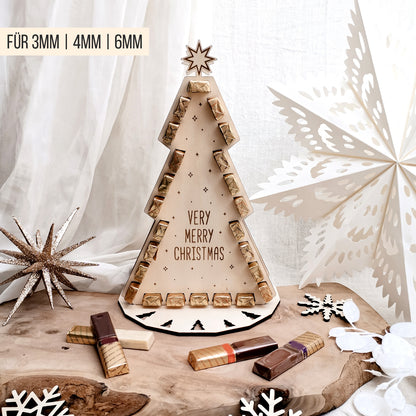 Adventskalender Weihnachtsbaum für Schokoriegel * 3mm | 4mm | 6mm * Bundle * SVG Laserdatei
