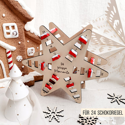 Adventskalender Stern für lange orange-weisse Schokoriegel * 3mm | 4mm | 6mm * Bundle * SVG Laserdatei