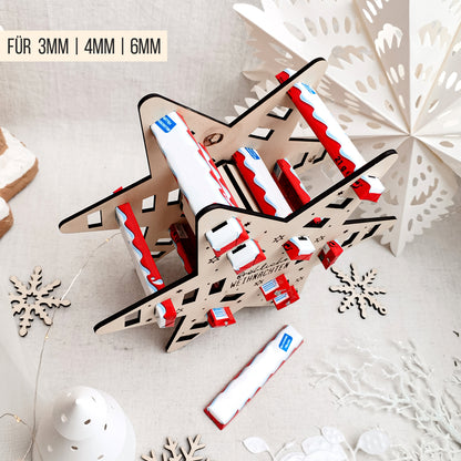 Adventskalender Stern für lange orange-weisse Schokoriegel * 3mm | 4mm | 6mm * Bundle * SVG Laserdatei