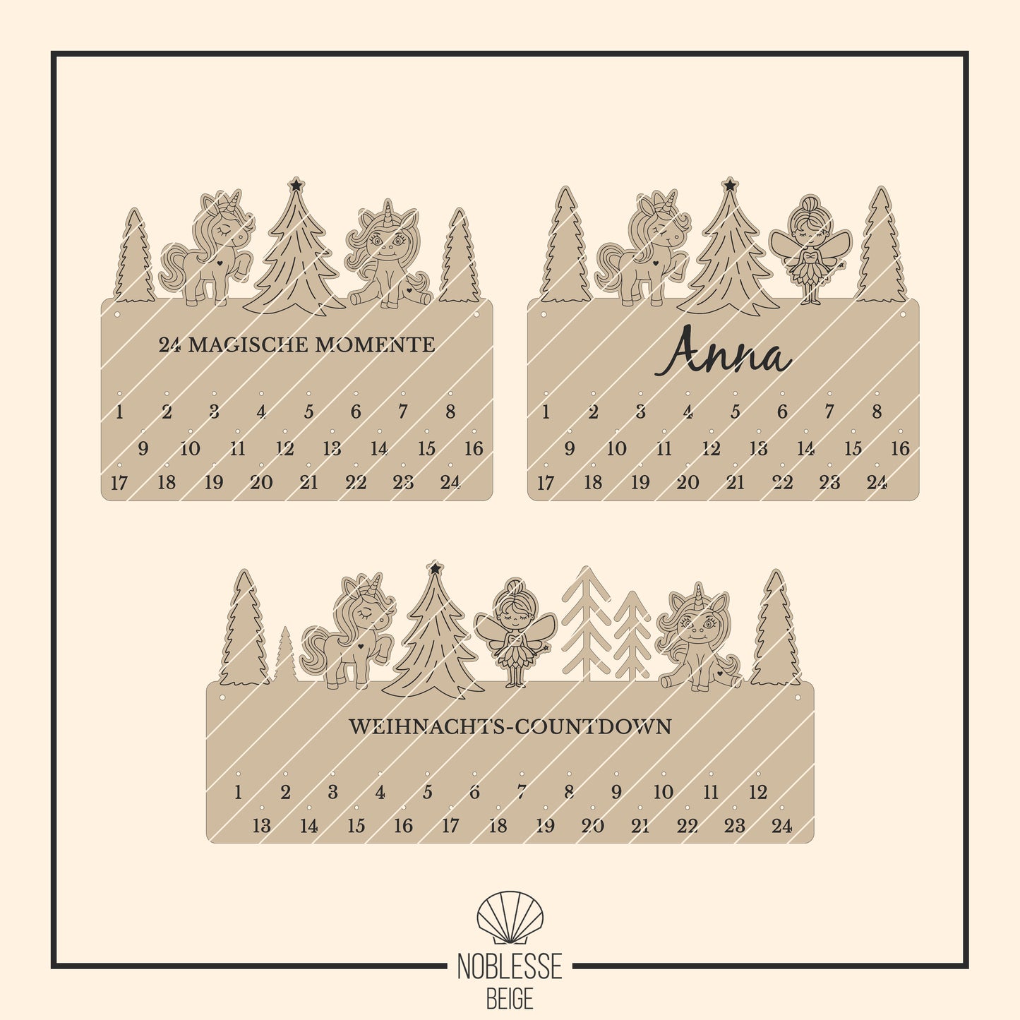 Adventskalender Wald mit Fee & Einhorn * Bundle * SVG Laserdatei