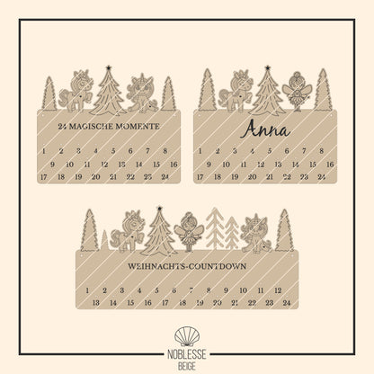 Adventskalender Wald mit Fee & Einhorn * Bundle * SVG Laserdatei