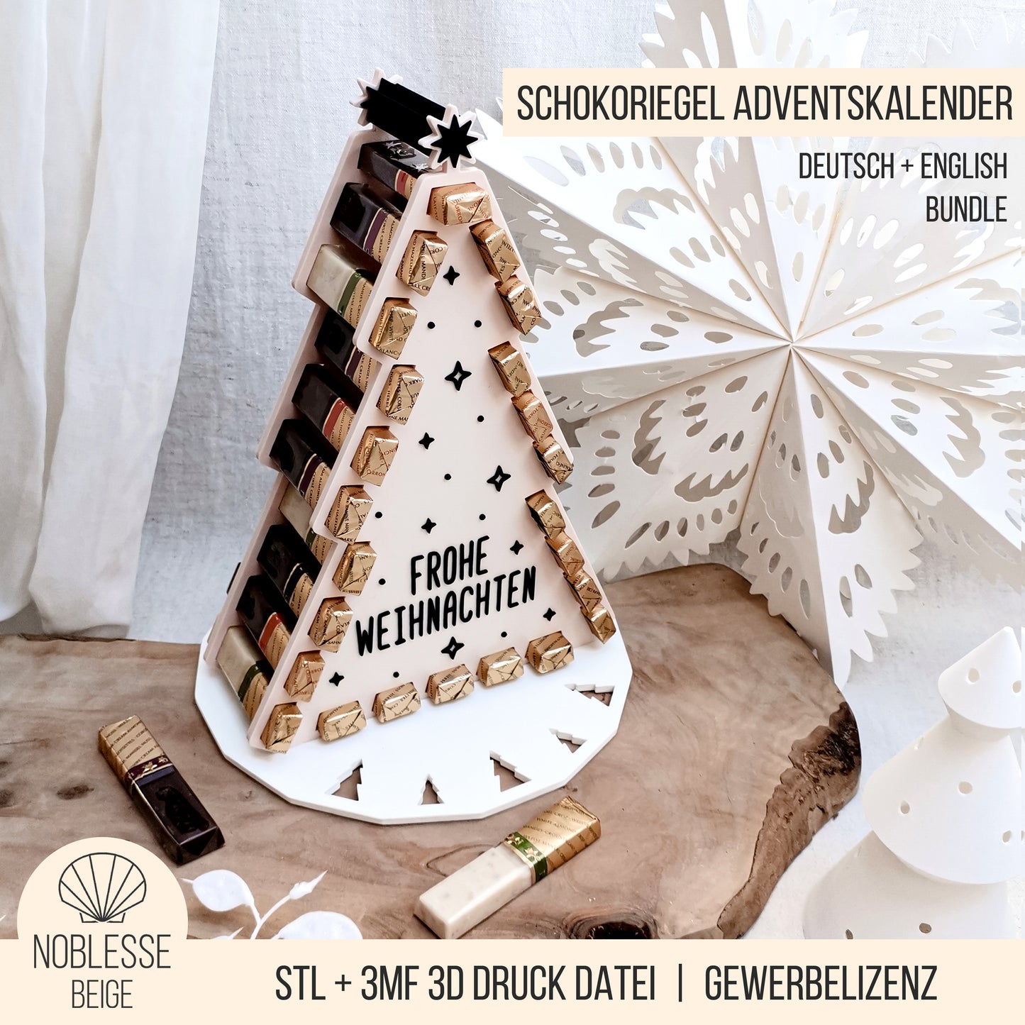Adventskalender Weihnachtsbaum für Schokoriegel * Bundle * STL + 3MF 3D Druckdatei