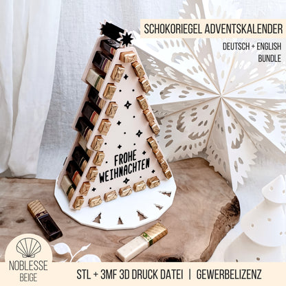 Adventskalender Weihnachtsbaum für Schokoriegel * Bundle * STL + 3MF 3D Druckdatei