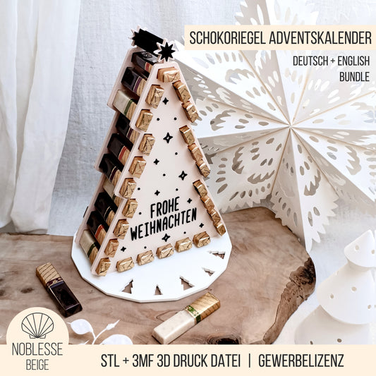 Adventskalender Weihnachtsbaum für Schokoriegel * Bundle * STL + 3MF 3D Druckdatei