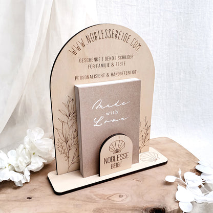 Aufsteller für Karten | Flyer DIN A6 Format * Personalisiert mit Firmenlogo & Text