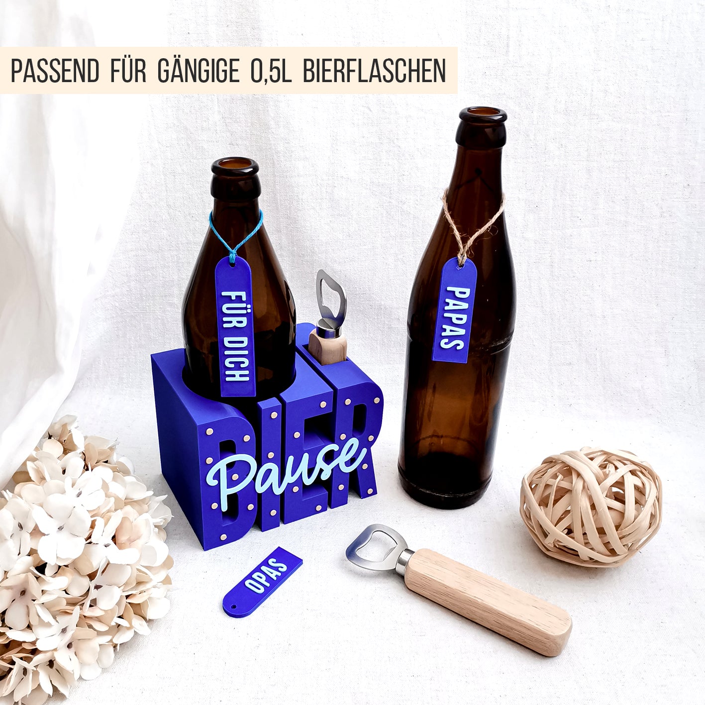 Bier Pause Bierflaschen Halter * 0,5l Bier Flasche * Bundle * STL + 3MF 3D Druckdatei