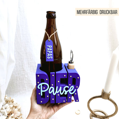 Bier Pause Bierflaschen Halter * 0,5l Bier Flasche * Bundle * STL + 3MF 3D Druckdatei