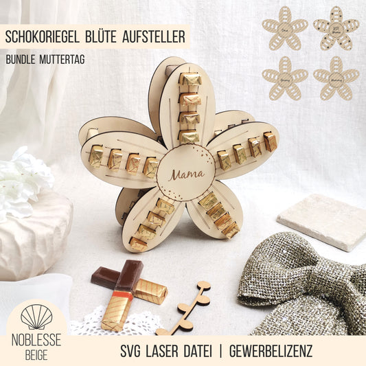 Blüten Aufsteller für goldene Schokoriegel * 3mm | 4mm | 6mm * Bundle * SVG Laserdatei