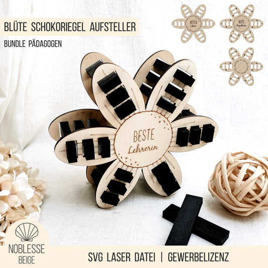Blüte Aufsteller für kurze Schokoriegel * Abschiedsgeschenk Lehrer | Pädagogen | Erzieher * 3mm | 4mm | 6mm * Bundle * SVG Laserdatei