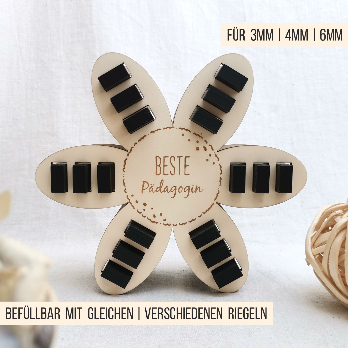 Blüte Aufsteller für kurze Schokoriegel * Abschiedsgeschenk Lehrer | Pädagogen | Erzieher * 3mm | 4mm | 6mm * Bundle * SVG Laserdatei