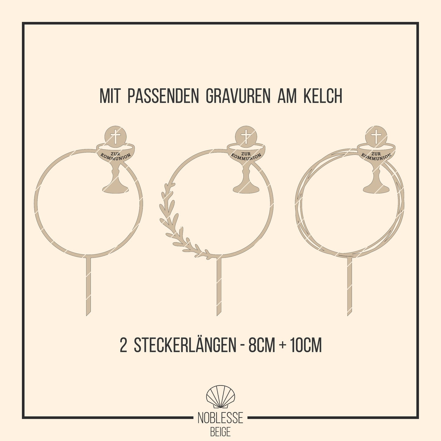 Cake Topper Kommunion | Taufe | Firmung * Kelch mit Hostie im Kranz * 3 Designs * SVG Laserdatei