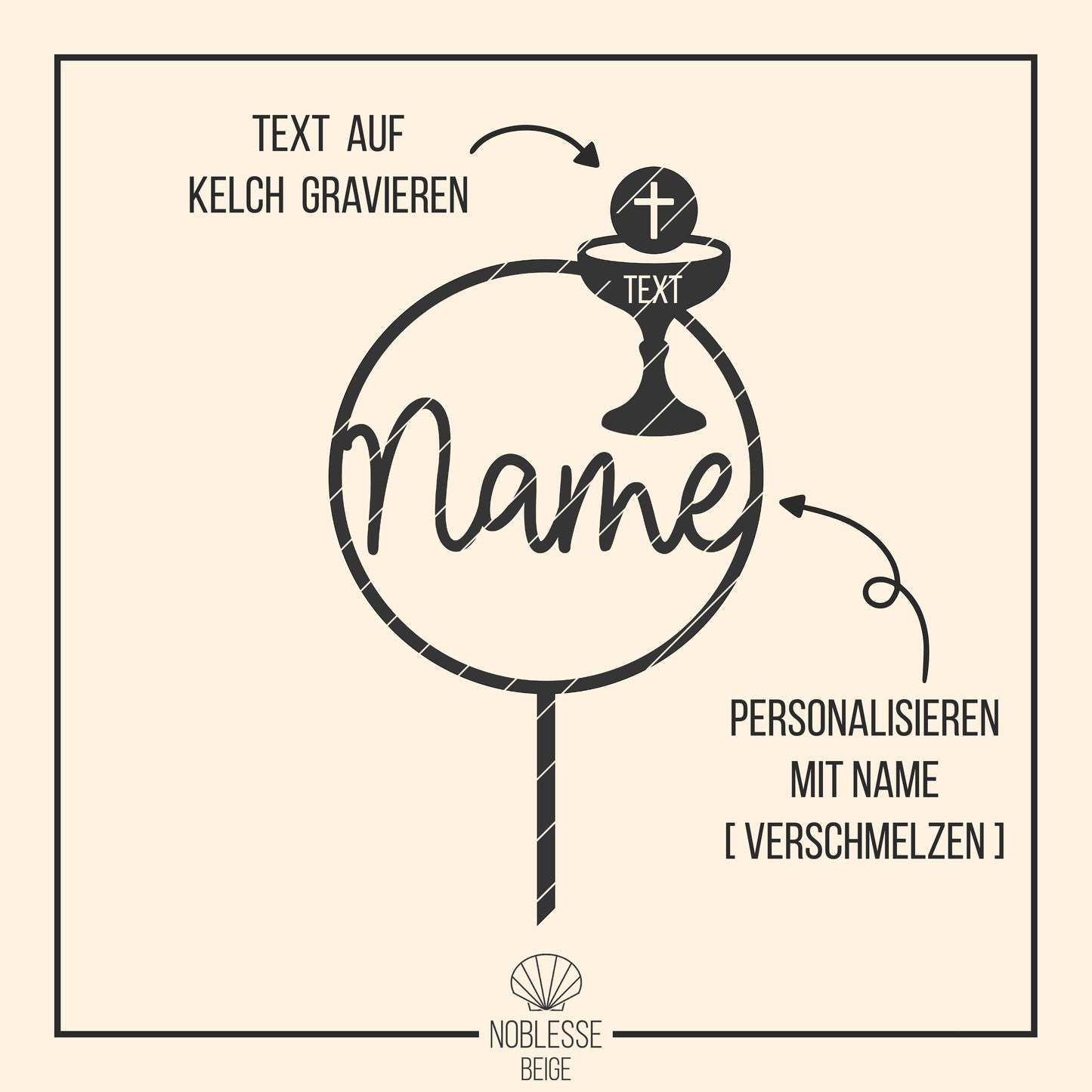 Cake Topper Kommunion | Taufe | Firmung * Kelch mit Hostie im Kranz * 3 Designs * SVG Laserdatei