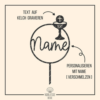 Cake Topper Kommunion | Taufe | Firmung * Kelch mit Hostie im Kranz * 3 Designs * SVG Laserdatei