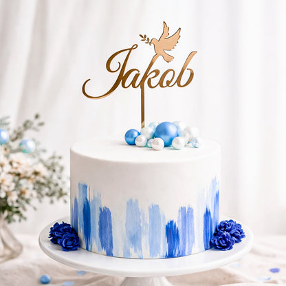 Cake Topper mit sitzender Taube * personalisiert mit einem Namen