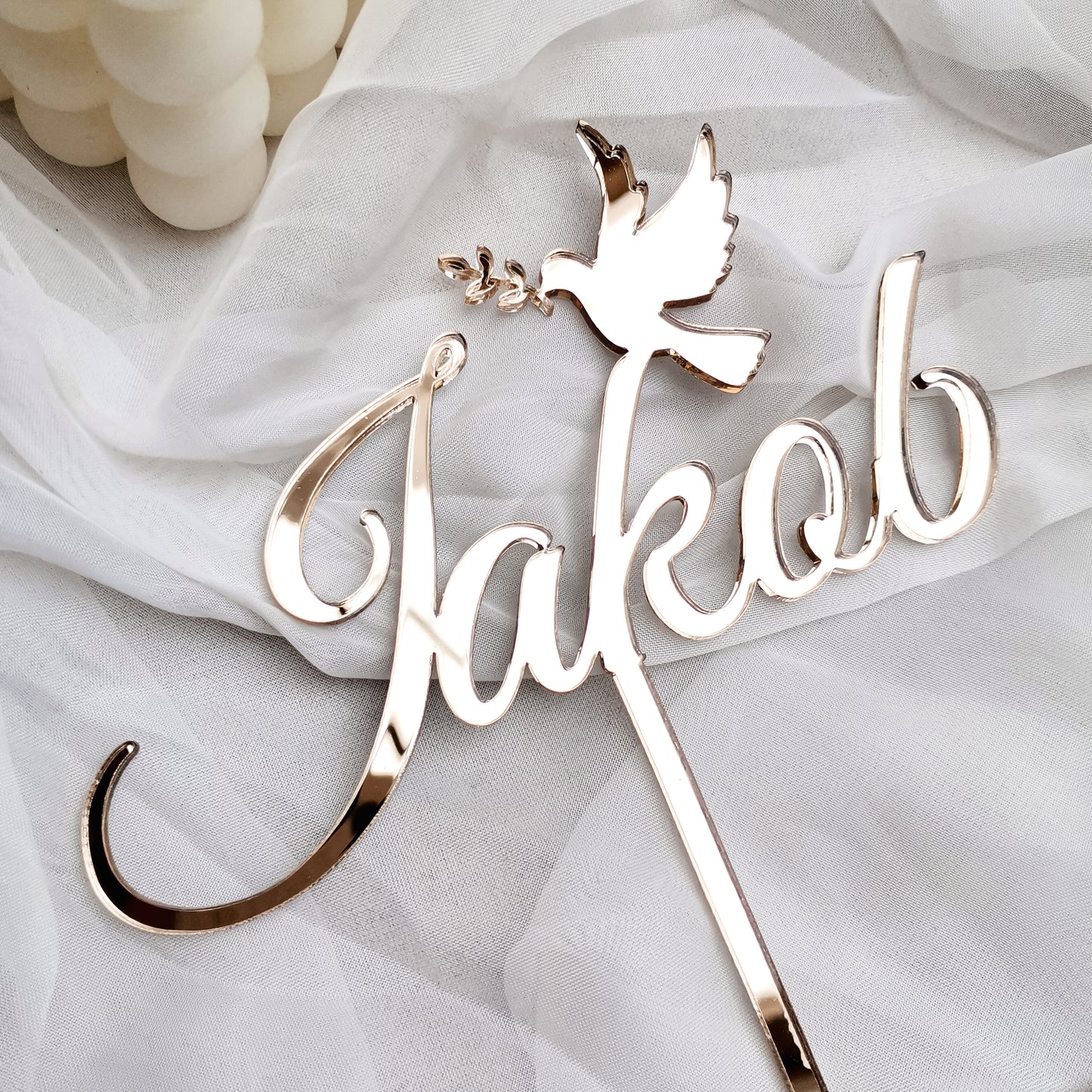 Cake Topper mit sitzender Taube * personalisiert mit einem Namen