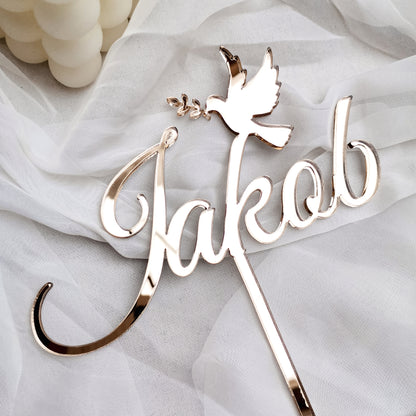 Cake Topper mit sitzender Taube * personalisiert mit einem Namen