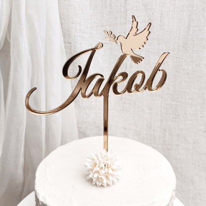 Cake Topper mit sitzender Taube * personalisiert mit einem Namen