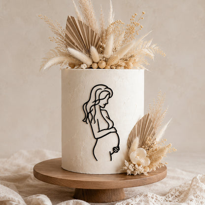 Cake Topper | Cake Charm werdende Mama Line Art