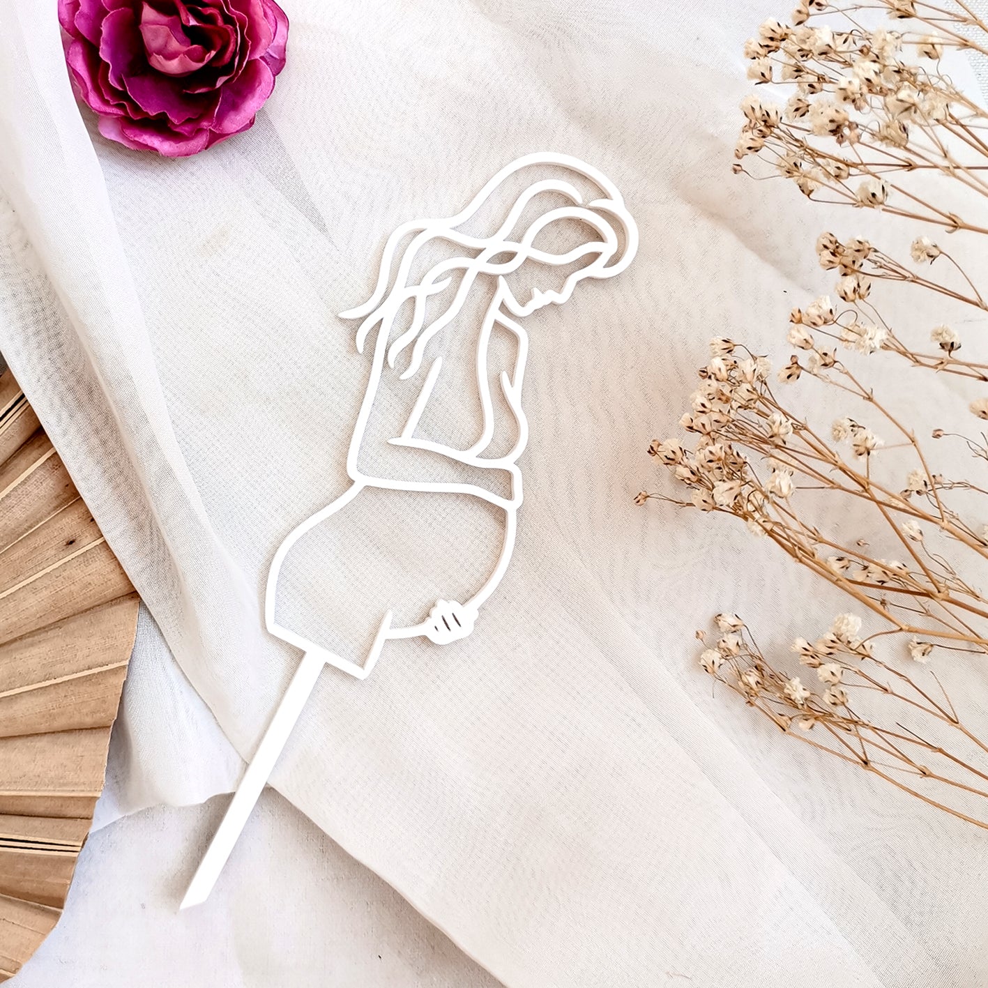 Cake Topper | Cake Charm werdende Mama Line Art