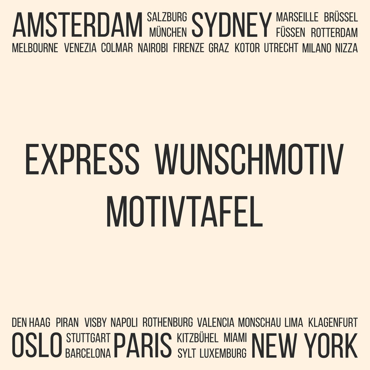 Express Wunschmotiv Motivtafel | Noblesse City Serie | STL + 3MF 3D Druckdatei & SVG Laserdatei