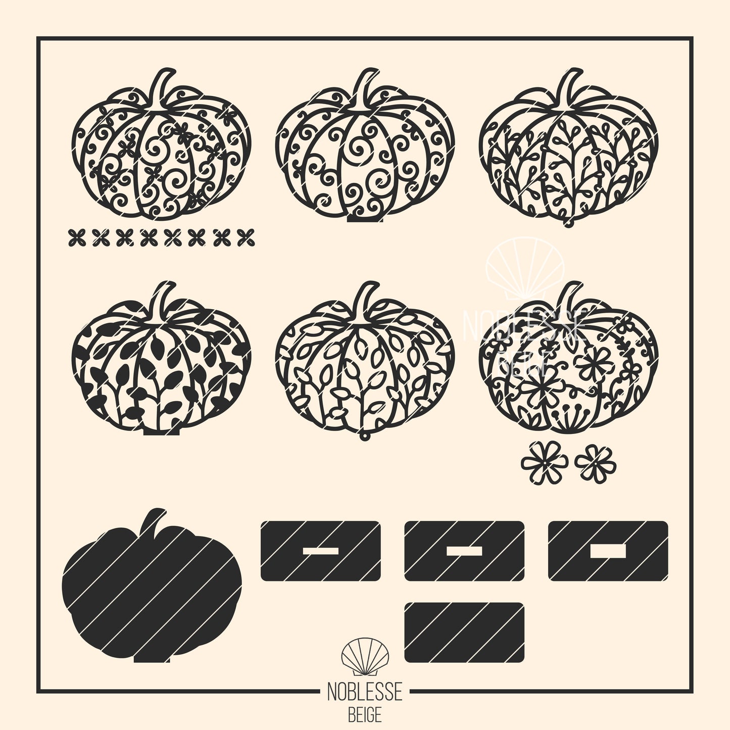 Florale Kürbisse | Blumen Kürbis * Wand Deko | Aufsteller | Anhänger | Sonnenfänger * 3mm | 4mm | 6mm | Bundle * SVG Laserdatei