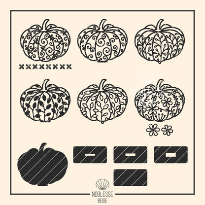 Florale Kürbisse | Blumen Kürbis * Wand Deko | Aufsteller | Anhänger | Sonnenfänger * 3mm | 4mm | 6mm | Bundle * SVG Laserdatei