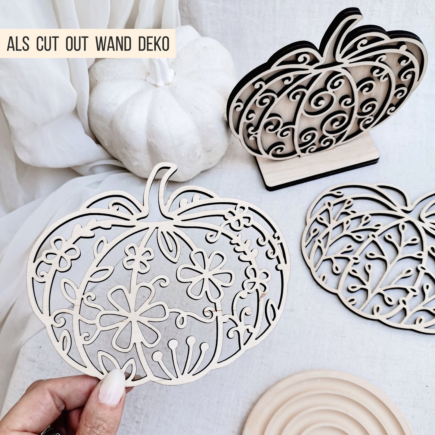 Florale Kürbisse | Blumen Kürbis * Wand Deko | Aufsteller | Anhänger | Sonnenfänger * 3mm | 4mm | 6mm | Bundle * SVG Laserdatei