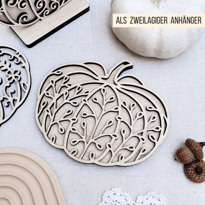 Florale Kürbisse | Kürbis mit Blumen Blättern * Wand Deko | Anhänger | Sonnenfänger * Bundle * STL + 3MF 3D Druckdatei