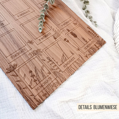 Fototafel | Meilensteintafel * Baby - Mein erstes Jahr * Design Blumenwiese * SVG Laserdatei