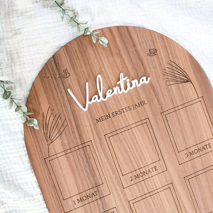 Fototafel | Meilensteintafel * Baby - Mein erstes Jahr * Design Blumenwiese * SVG Laserdatei