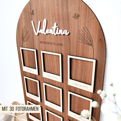 Fototafel | Meilensteintafel * Baby - Mein erstes Jahr * Design Blumenwiese * SVG Laserdatei