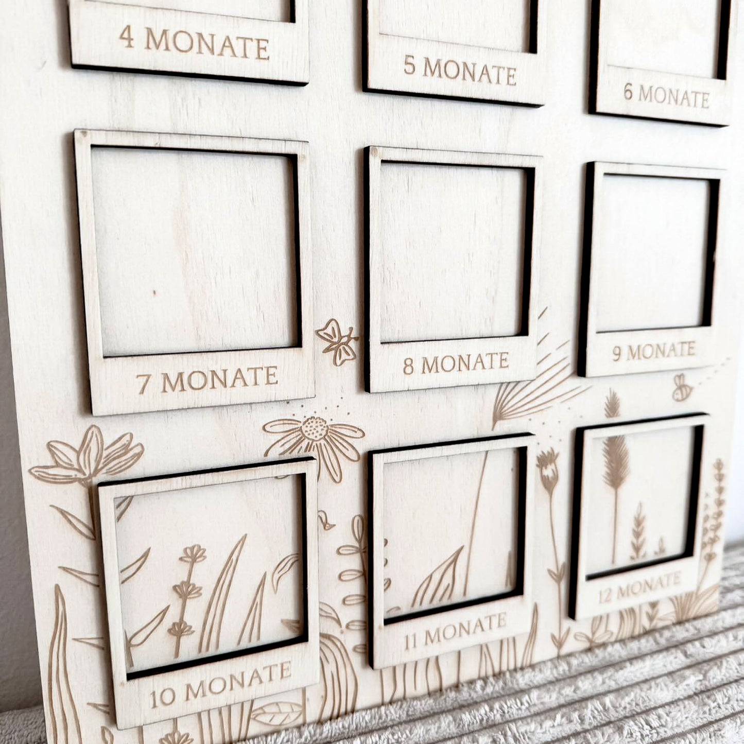 Fototafel | Meilensteintafel * Baby - Mein erstes Jahr * Design Blumenwiese * SVG Laserdatei