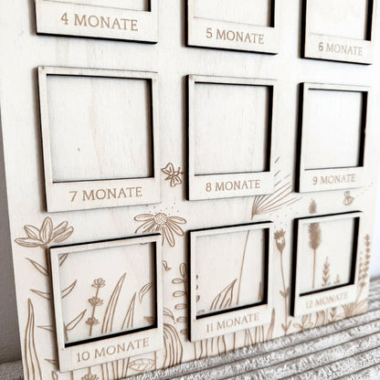 Fototafel | Meilensteintafel * Baby - Mein erstes Jahr * Design Blumenwiese * SVG Laserdatei