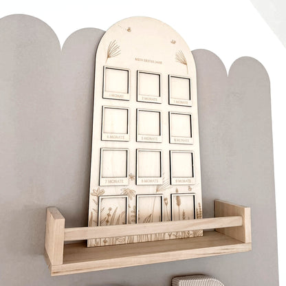 Fototafel | Meilensteintafel * Baby - Mein erstes Jahr * Design Blumenwiese * SVG Laserdatei