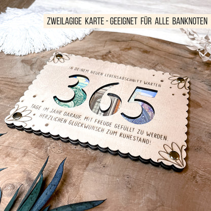 Karte 365 Tage * Geldgeschenk Ruhestand Pension * Bundle * SVG Laserdatei