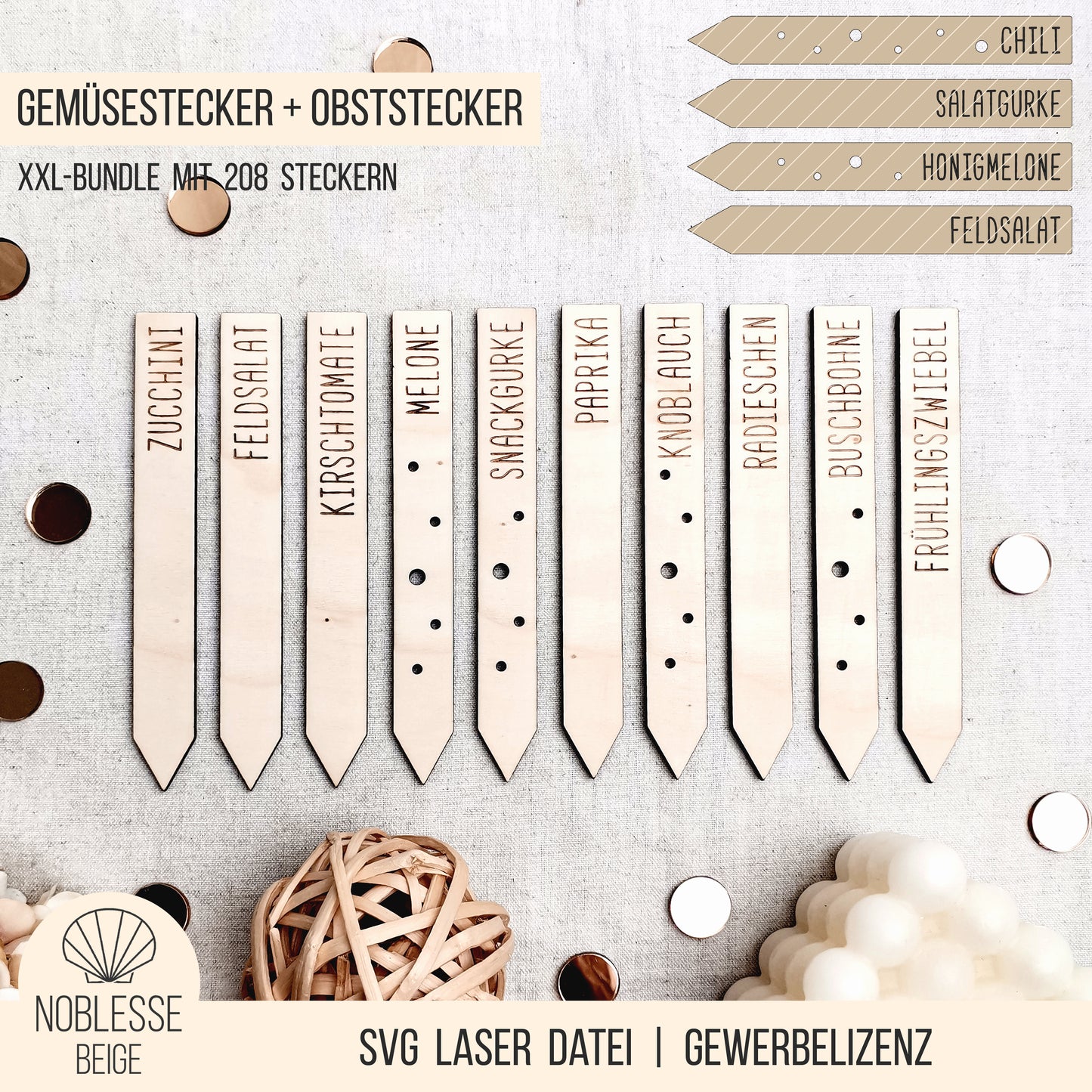 Gemüsestecker + Obststecker * XXL Bundle * SVG Laserdatei