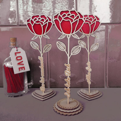 Rosen mit Gravur & Halter * Muttertag | Geburtstag | Valentinstag * Bundle * SVG Laserdatei