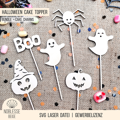 Cake Topper Halloween * Bundle mit Happy Halloween | Geister | Kürbis | Hexenhut | Spinne | Boo * skalierbar * SVG Laserdatei