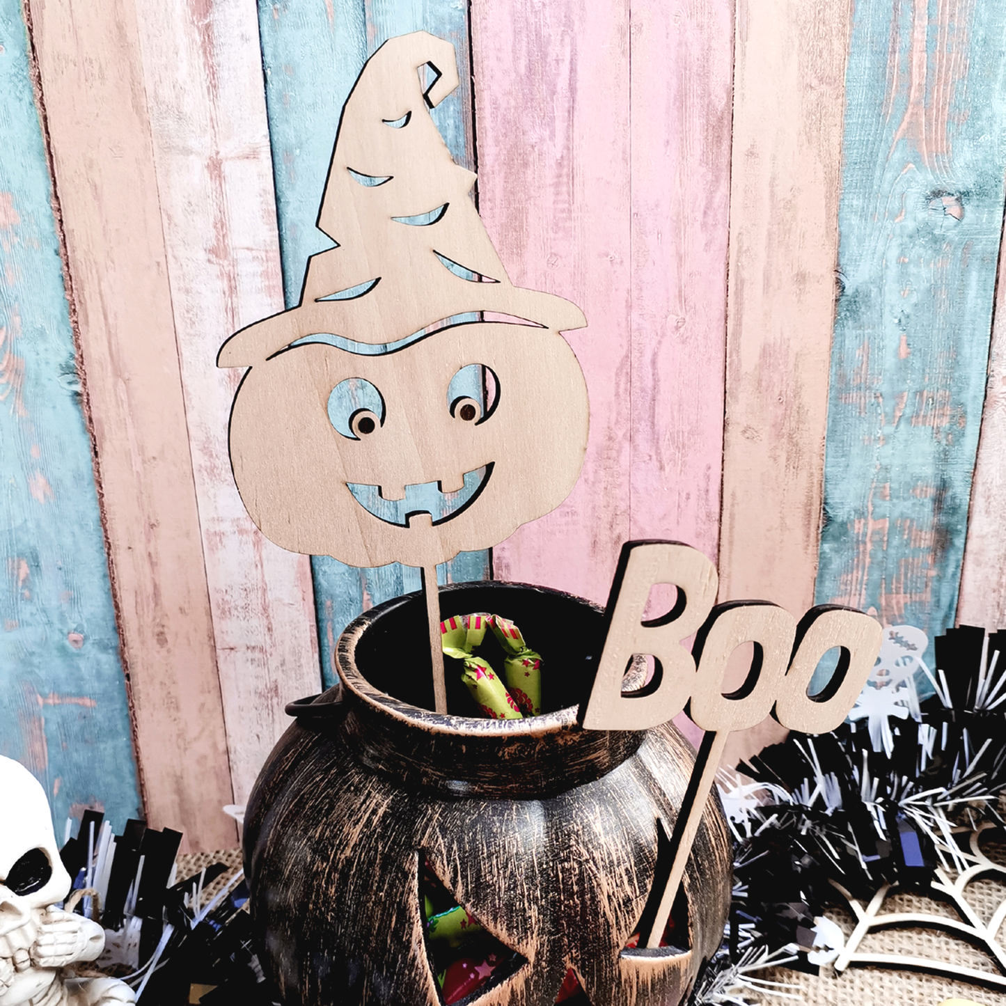 Cake Topper Halloween * Bundle mit Happy Halloween | Geister | Kürbis | Hexenhut | Spinne | Boo * skalierbar * SVG Laserdatei