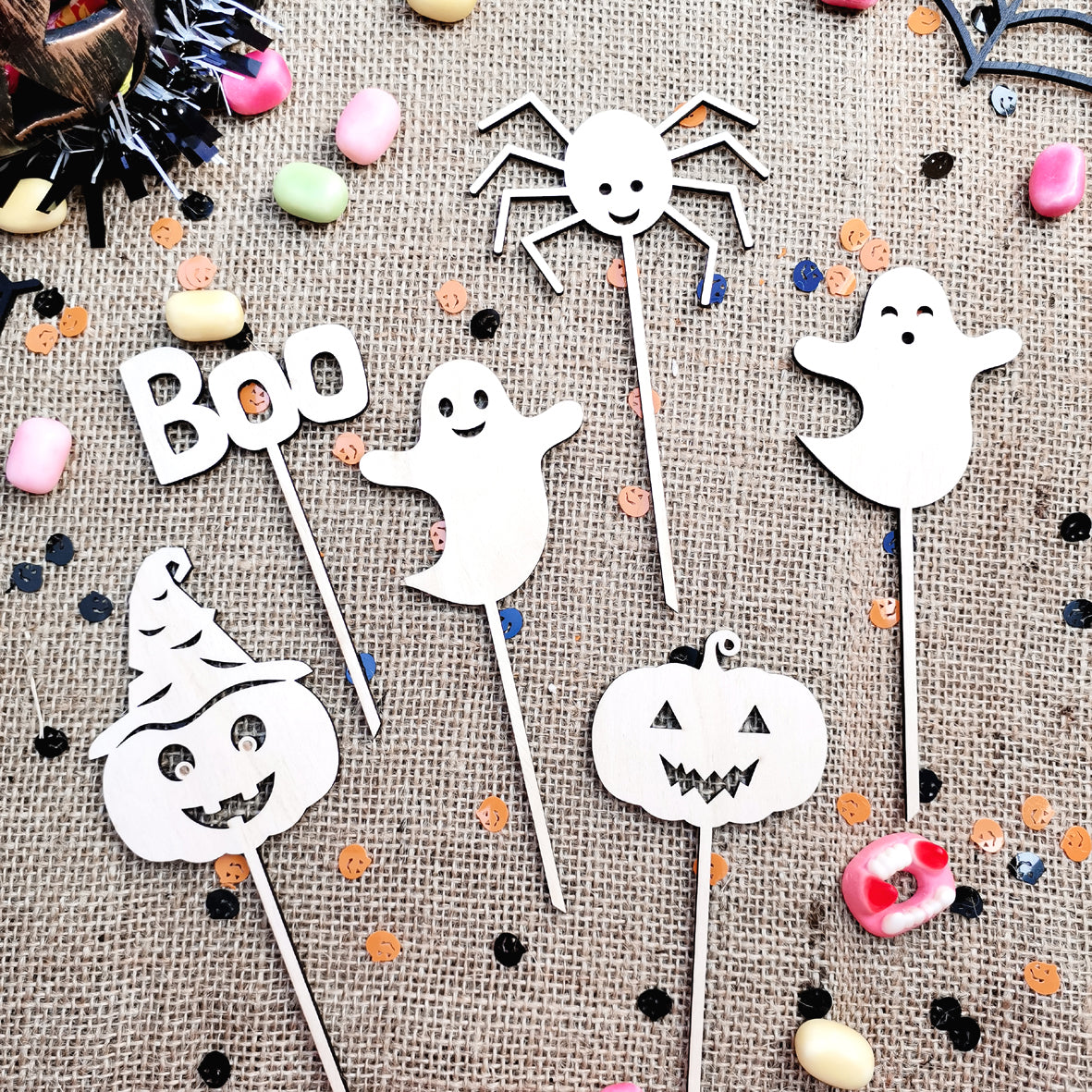 Cake Topper * Halloween Set gemischt * Holz