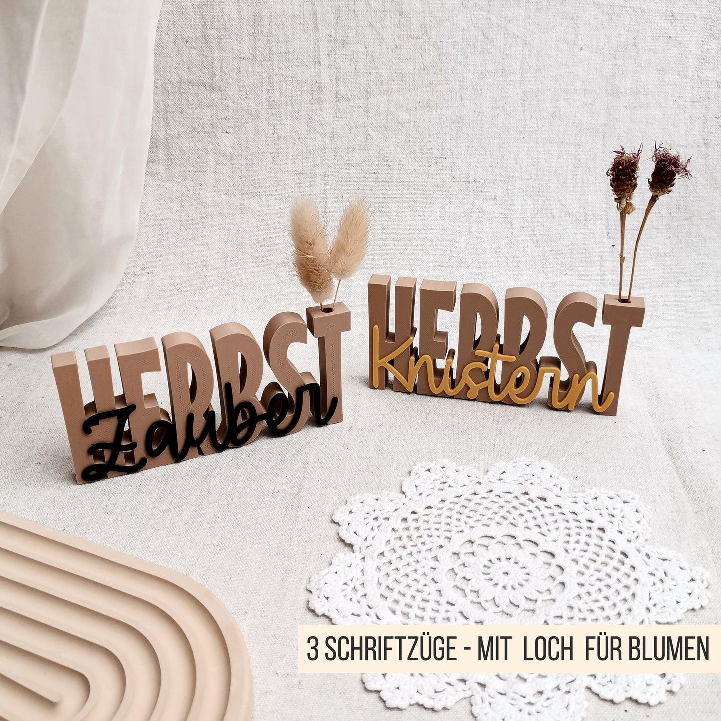 Herbst Schriftzüge * mit und ohne Loch für Blumen * Bundle * STL + 3MF 3D Druckdatei