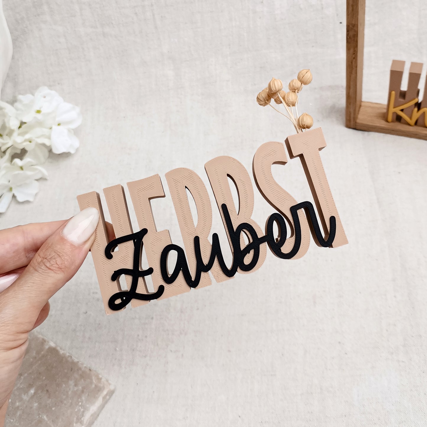 Herbst Schriftzüge * mit und ohne Loch für Blumen * Bundle * STL + 3MF 3D Druckdatei