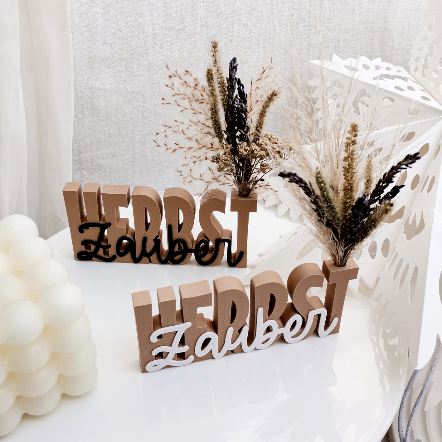 Herbst Schriftzüge * mit und ohne Loch für Blumen * Bundle * STL + 3MF 3D Druckdatei