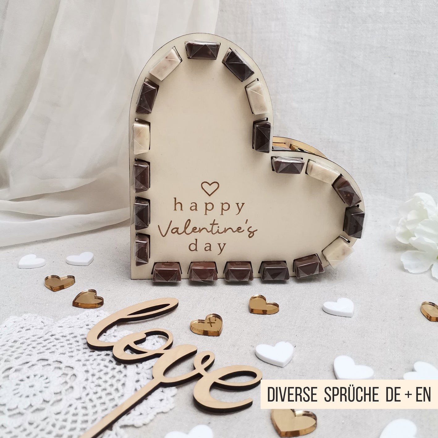 Herz Aufsteller für goldene Schokoriegel * Valentinstag & Hochzeit * 3mm | 4mm | 6mm * Bundle * SVG Laserdatei