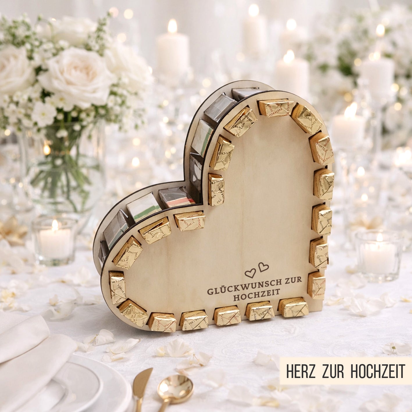 Herz Aufsteller für goldene Schokoriegel * Valentinstag & Hochzeit * 3mm | 4mm | 6mm * Bundle * SVG Laserdatei