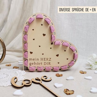 Herz Aufsteller für rosa Schokoriegel * Valentinstag & Hochzeit * 3mm | 4mm | 6mm * Bundle * SVG Laserdatei