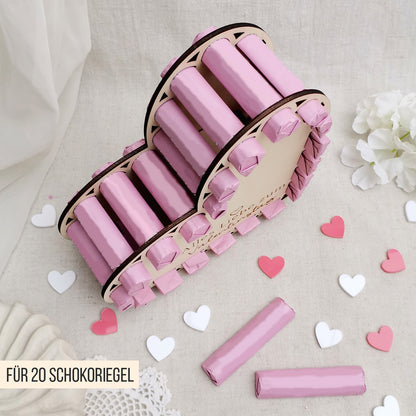Herz Aufsteller für rosa Schokoriegel * Valentinstag & Hochzeit * 3mm | 4mm | 6mm * Bundle * SVG Laserdatei